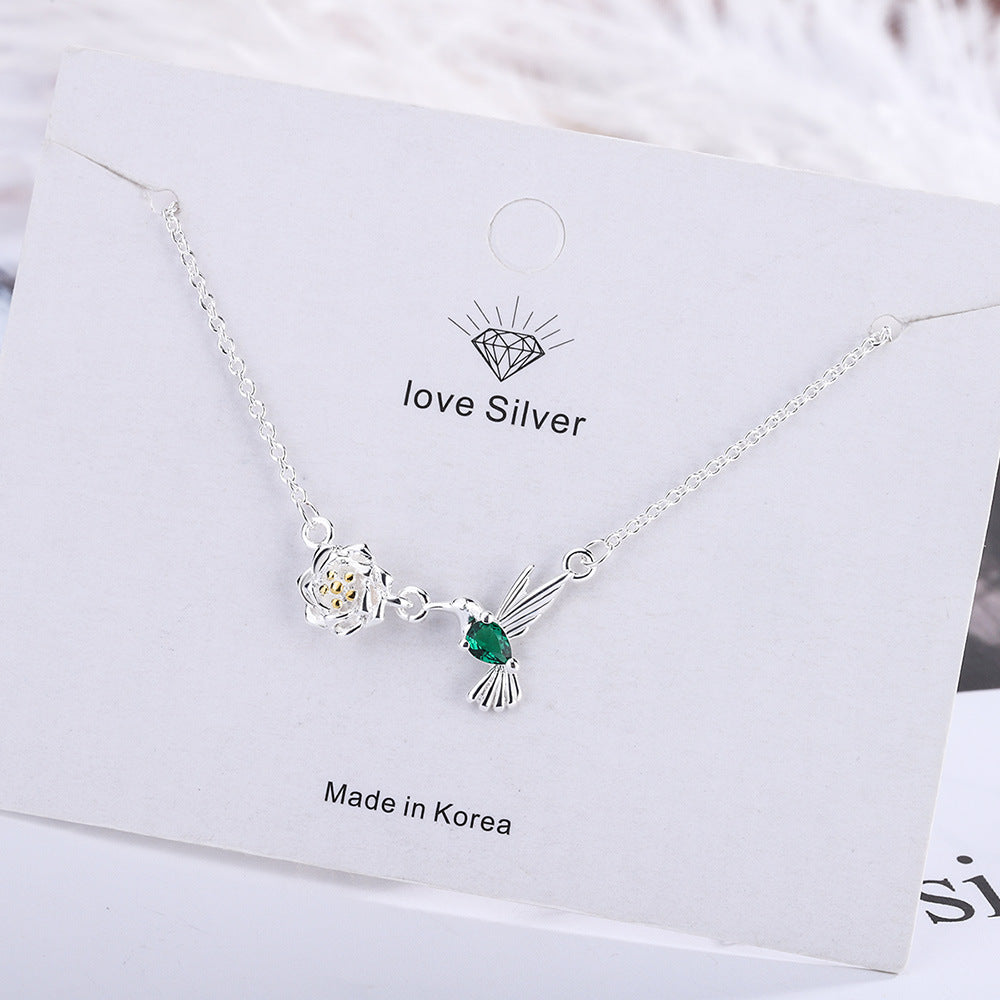 Mori Style Simple Cute Branch Bird Female Korean Diamond Necklaces