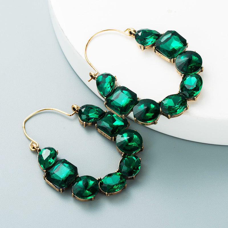 Alloy Inlaid Color Rhinestone Fashion Temperament Super Earrings
