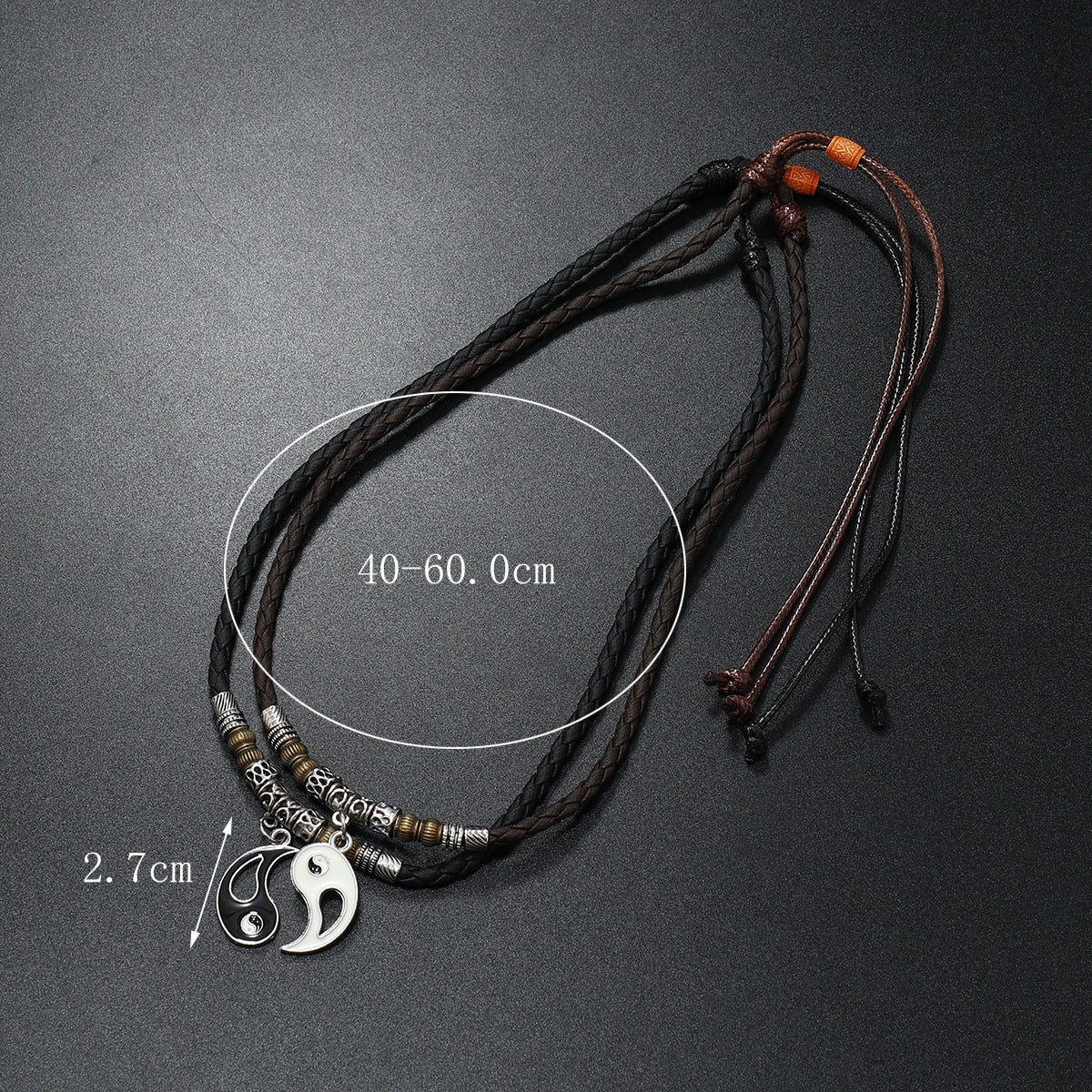 Paire de colliers en cuir Dragon Yin et Yang pour femmes et hommes