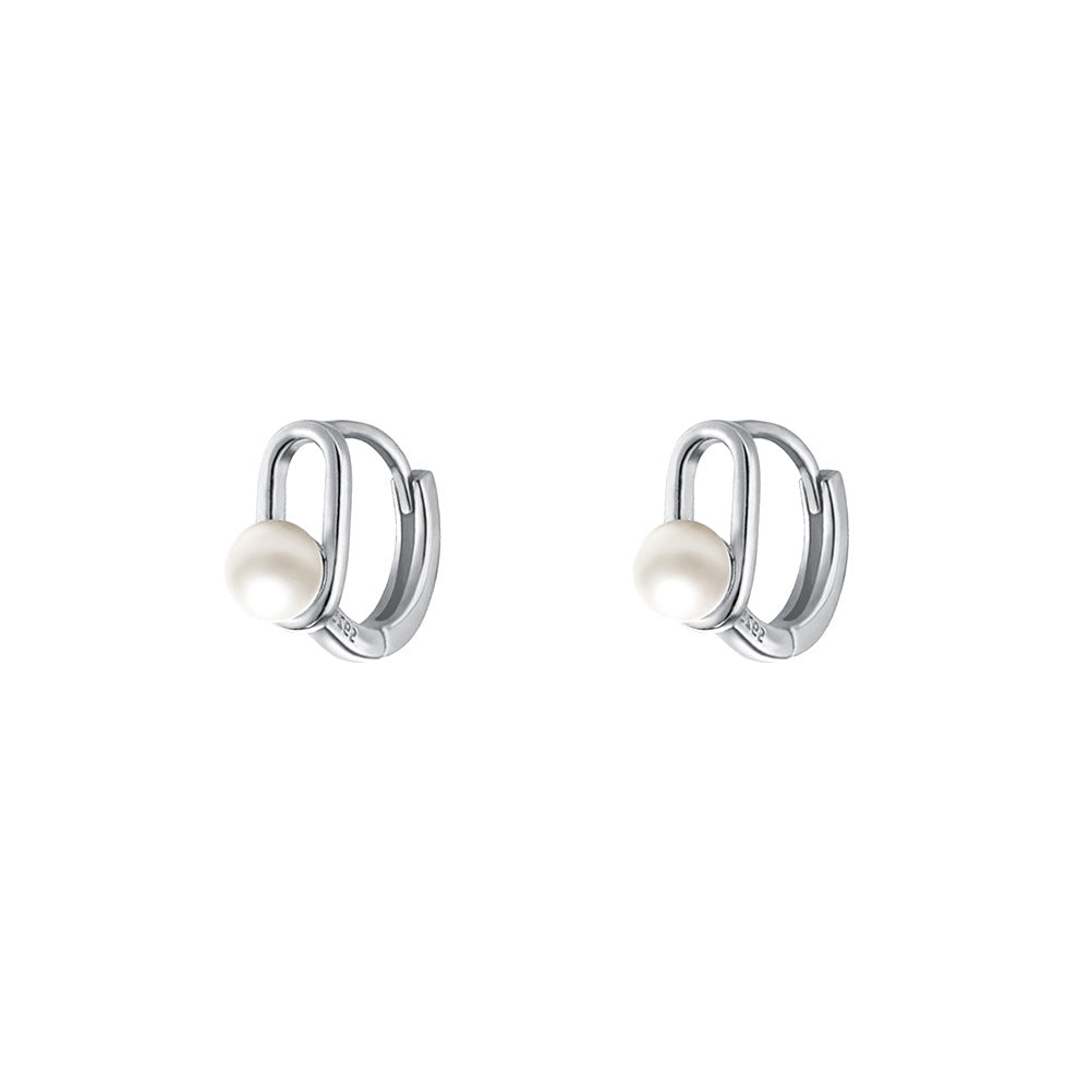Women's Lux Simple Pearl Ear Clip Shell Earrings