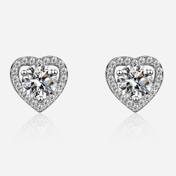 Broadcast Full Diamond Heart-shaped Ear Design High Earrings
