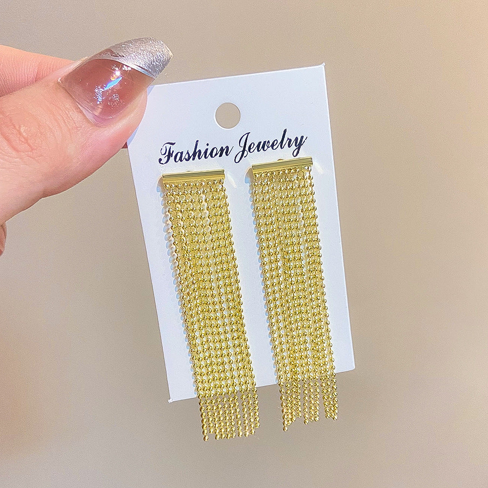 Exaggerated Long Fringe Summer Temperament Copper Earrings