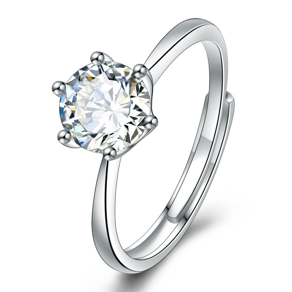 Zircon Female Six Claw Karat Open Rings
