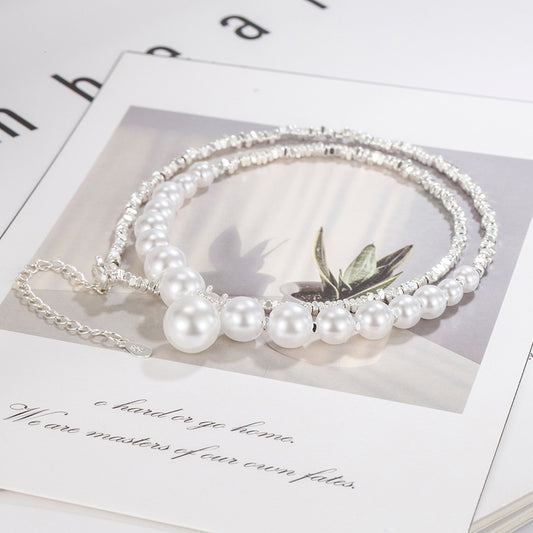 Petits morceaux de colliers de luxe en perles d'argent pour femmes