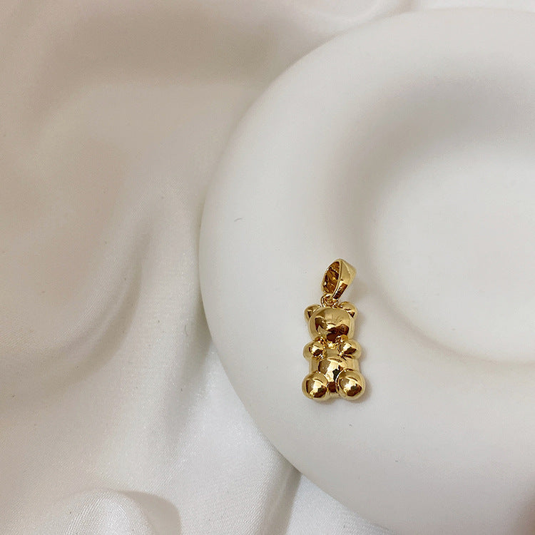 Colliers féminins avec pendentif Smiley en métal ours transparent