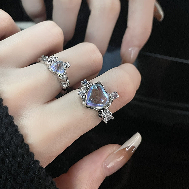 Inlaid Colorful Crystals Design Light Luxury Rings