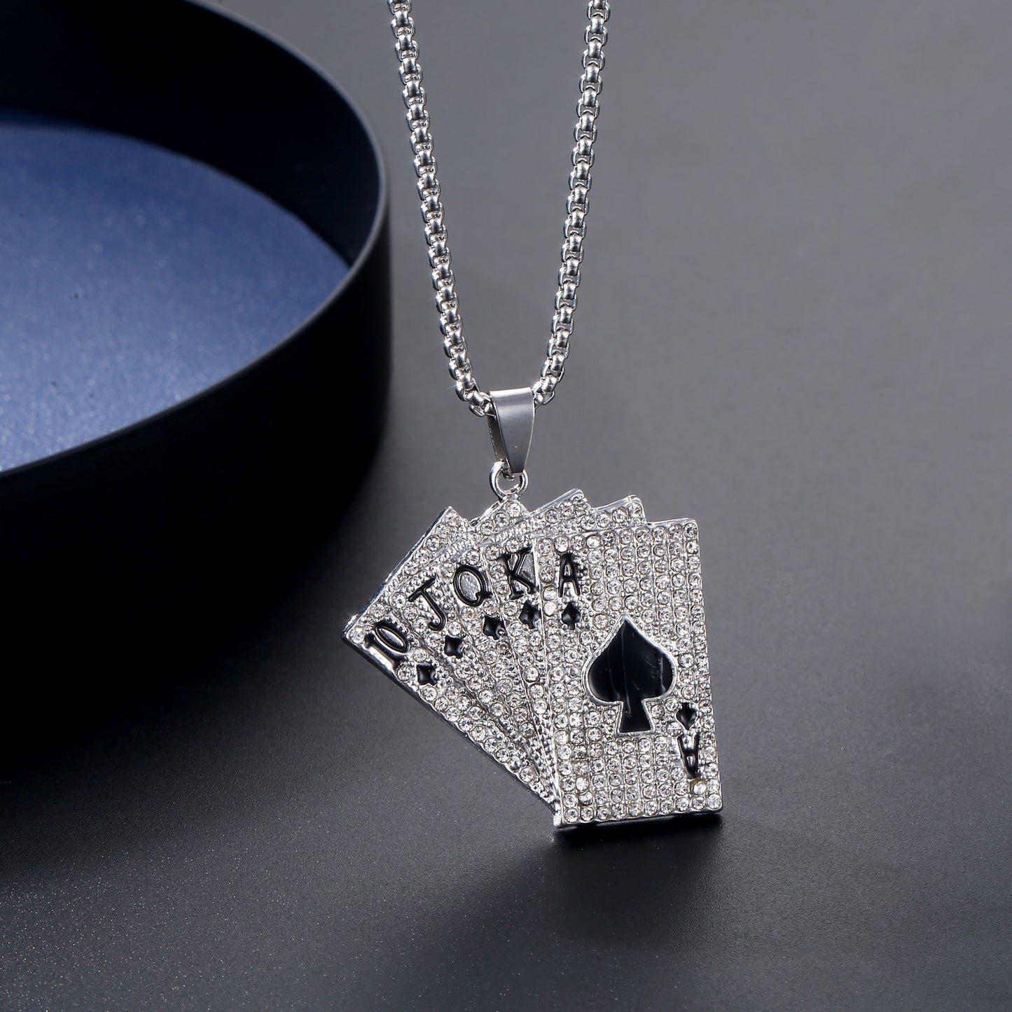 Women's & Men's & Full Diamond Playing Cards Jewelry Necklaces