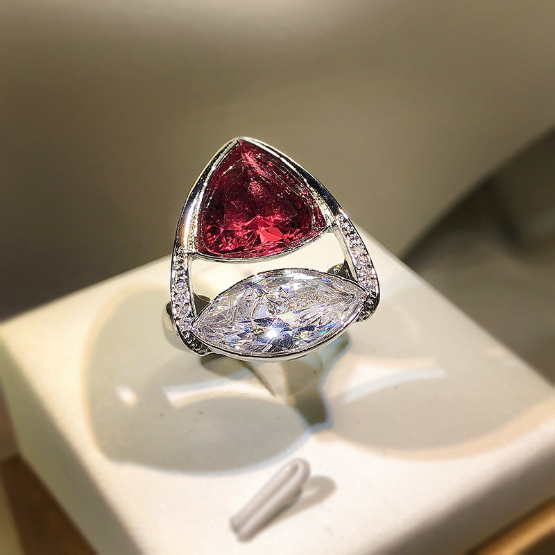 Casual Ornament Creative Fashion Red Zircon Rings