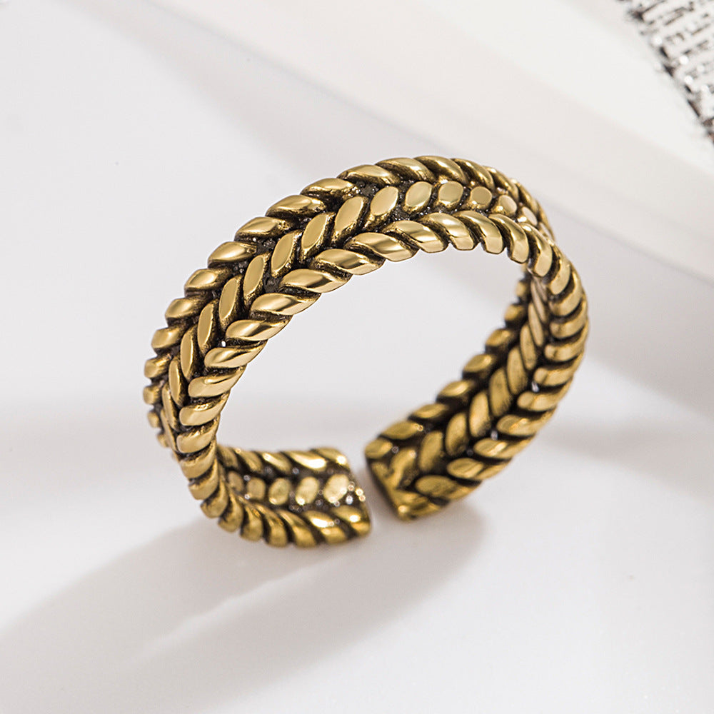 Bronzefarbene, einfache, modische, modische Retro-Twist-Ringe
