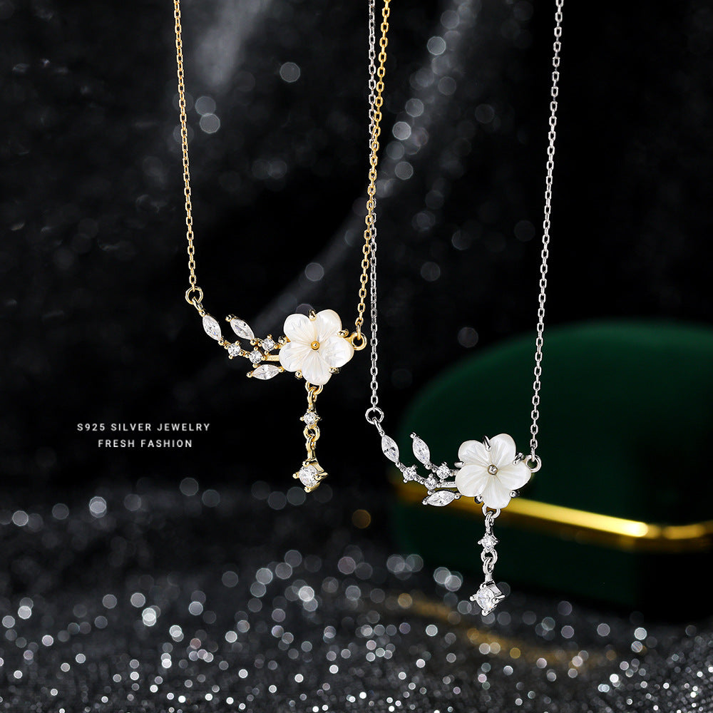 Zircon brillant fleur de pêcher pour femmes pour colliers de style