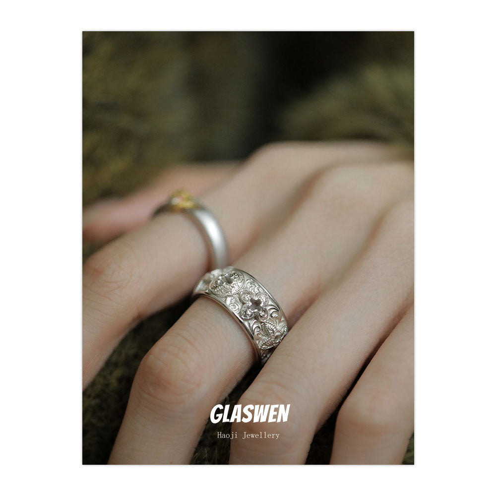 Women's Flower Mobius Strip High-grade Clover Open Rings
