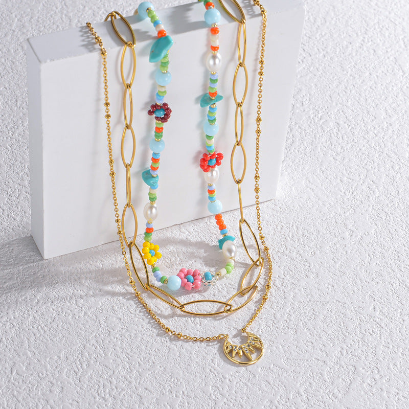 Baroque Pearl Gold Handmade Beaded Sweater Necklaces