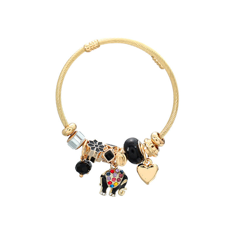 Exaggerated Style Female Elephant Pendant Hand Bracelets