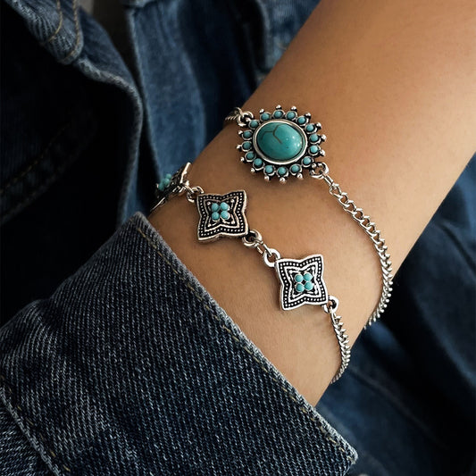 Women's Fashion Brace Lace Turquoise Bohemian Style Bracelets