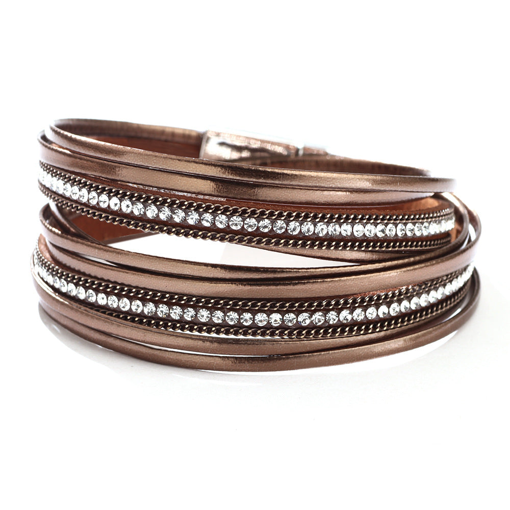 Lederfarbene Strass-Mode-heiße einfache Armbänder