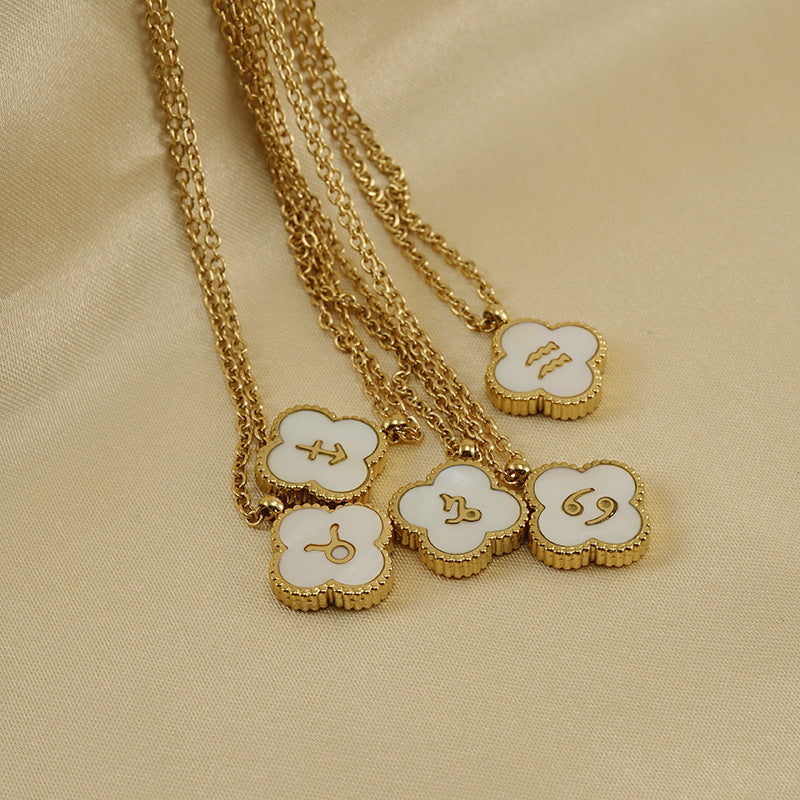 Colliers inoxydables de Constellation de coquille de trèfle en acier titane