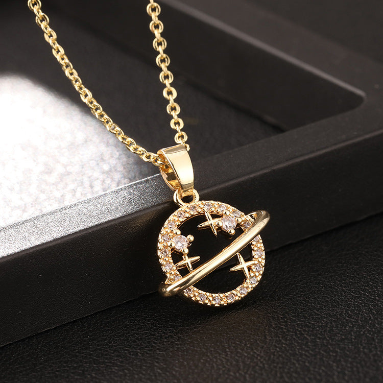 Colliers en Zircon de couleur avec micro incrustation de cuivre Planet