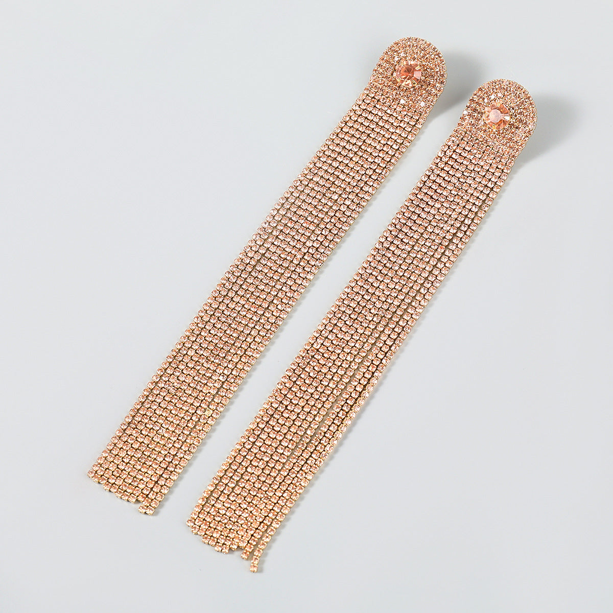 Alloy Diamond Rhinestone Long Fringe Trendy Earrings