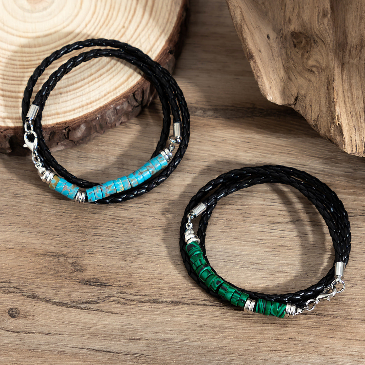 Men's Turquoise Trendy Hip Hop Niche Design Bracelets