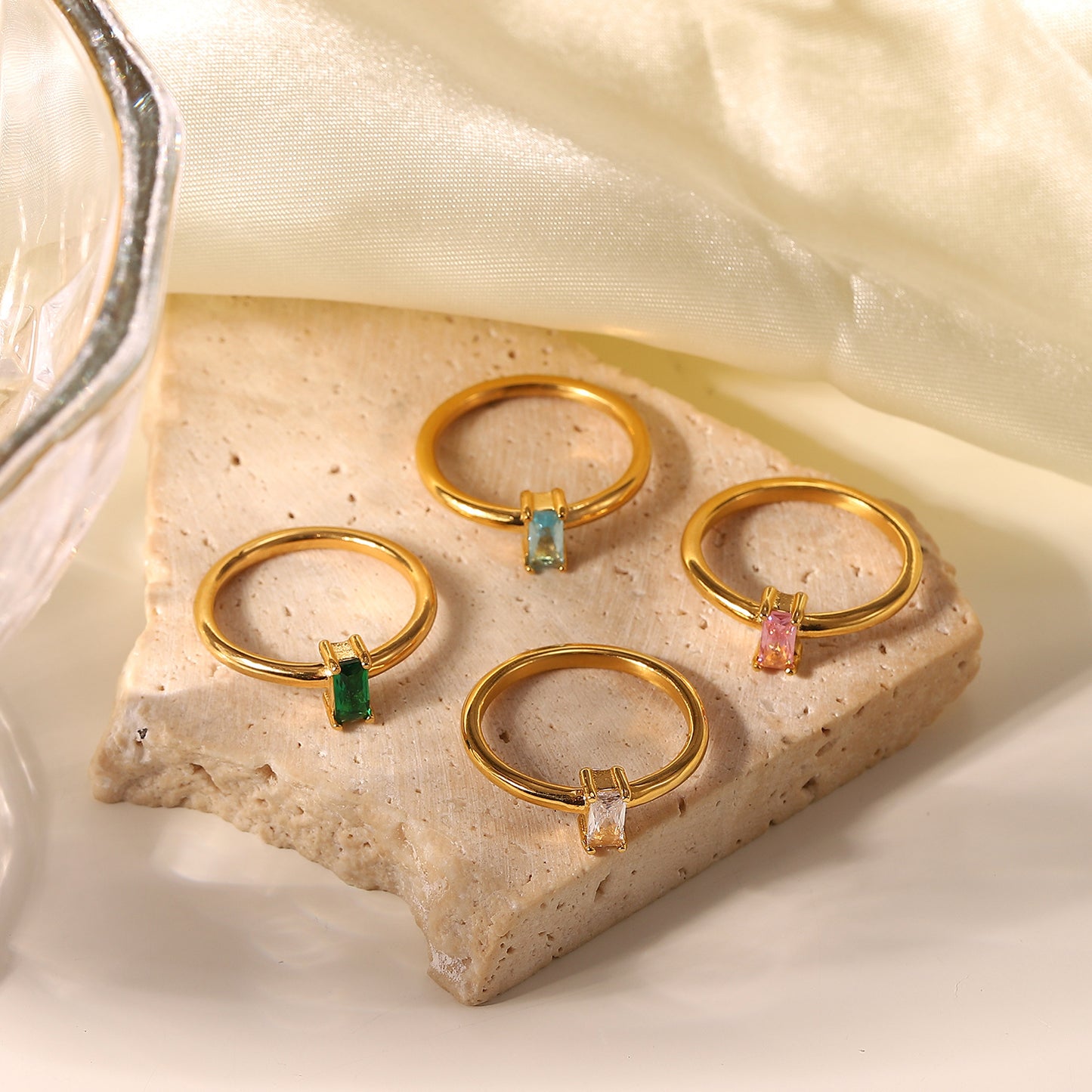 Women's Fashion Gold White Wedding Jewelry Party Rings