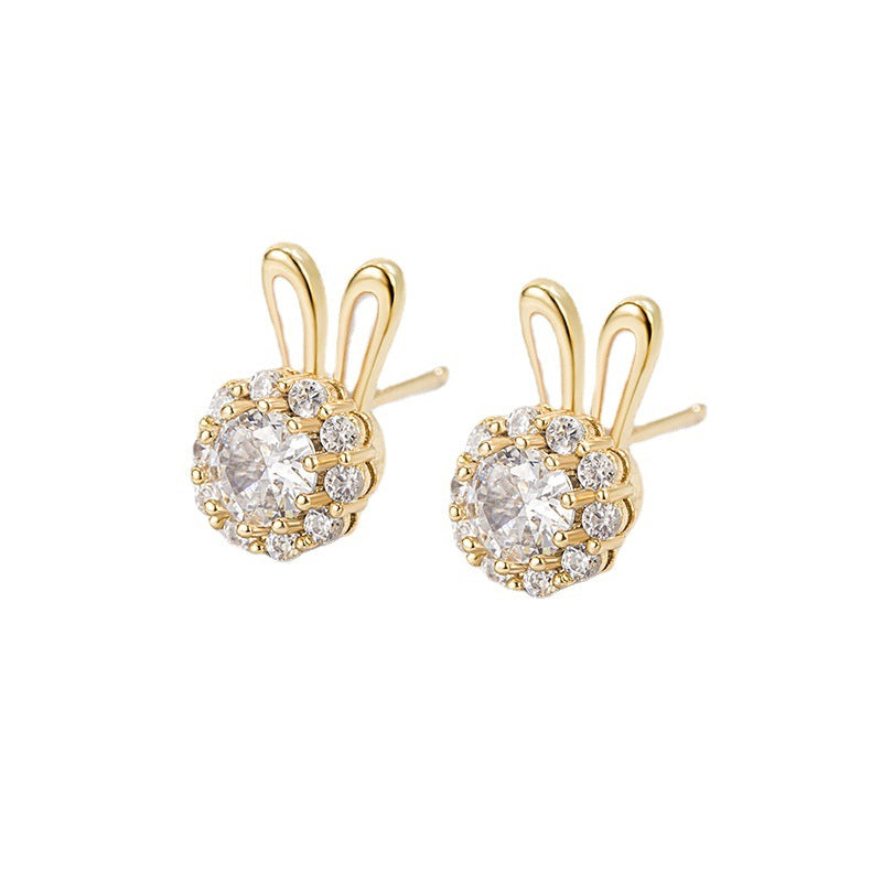 Women's This Life Can Rotate Bunny Ear Design Small Earrings