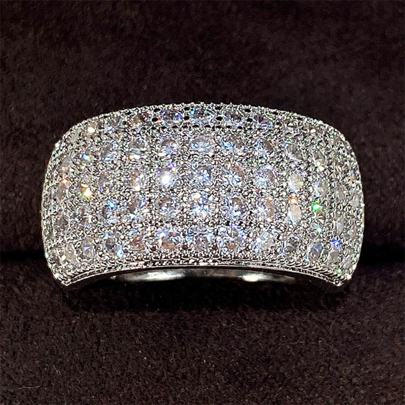 Women's Gold-plated Sparkling Full Rhinestone Half Circle Rings
