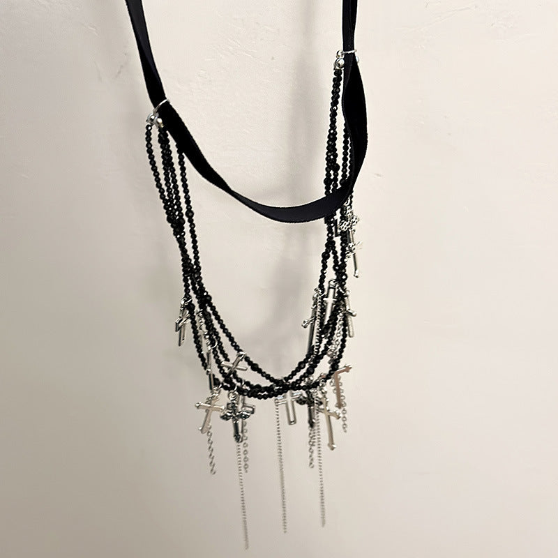 Cross Tassel Niche Temperament Neck Band Necklaces