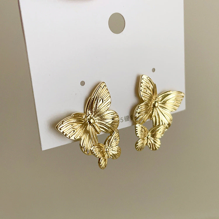 Women's Metal Butterfly Design Sense Niche Retro Personality And Minimalism Earrings