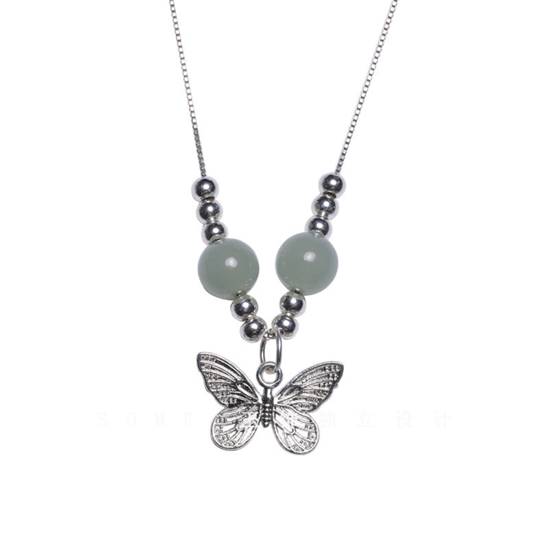 Colliers de haute qualité avec chaîne de clavicule en jade rétro de niche