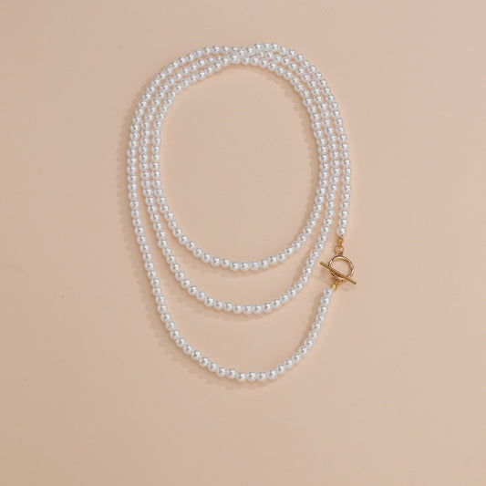 Women's Fashionable Elegant Urban Simple Pearl Twin Necklaces