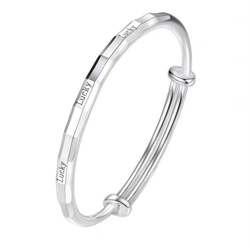 Damen-Armbänder Lucky Sier Solid Push-Pull Simple Light