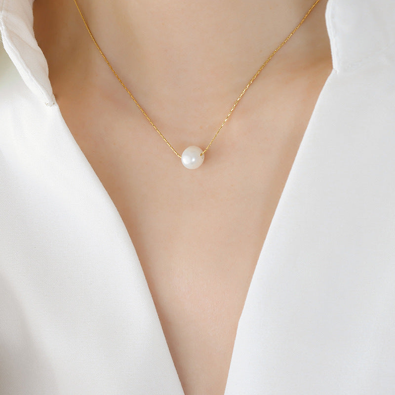 Natural Growth Freshwater Pearl Pendant Titanium Necklaces