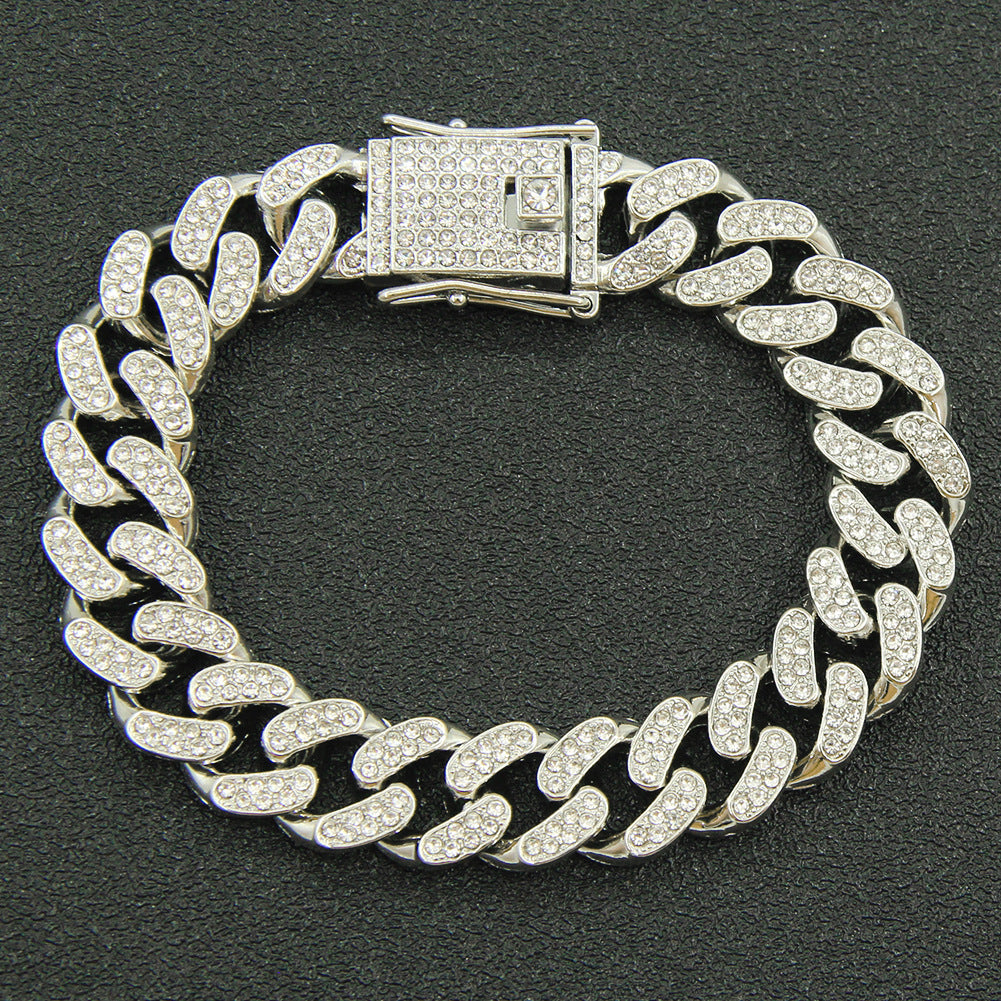 Colliers à chaîne à barre de Miami antique plat en diamant pour hommes