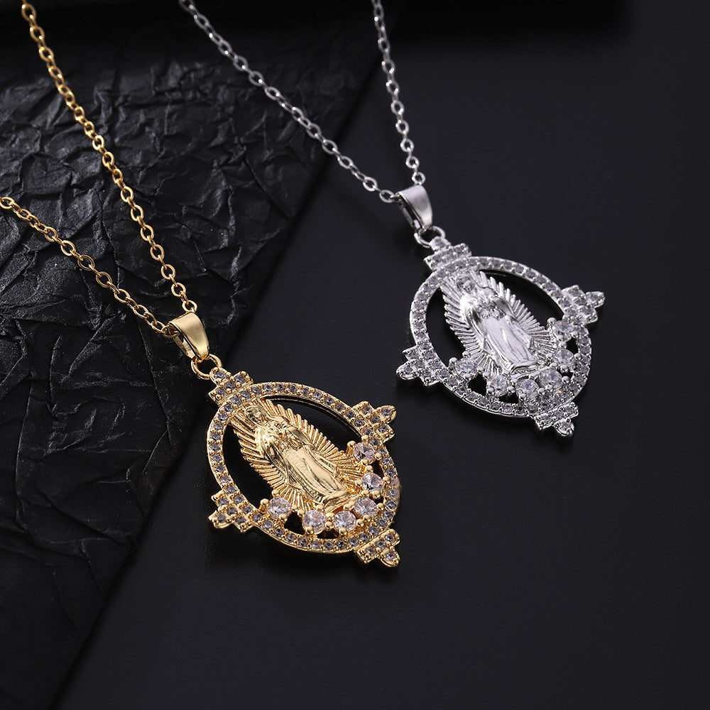 Ornament Vintage Virgin Mary Micro Pendant Necklaces