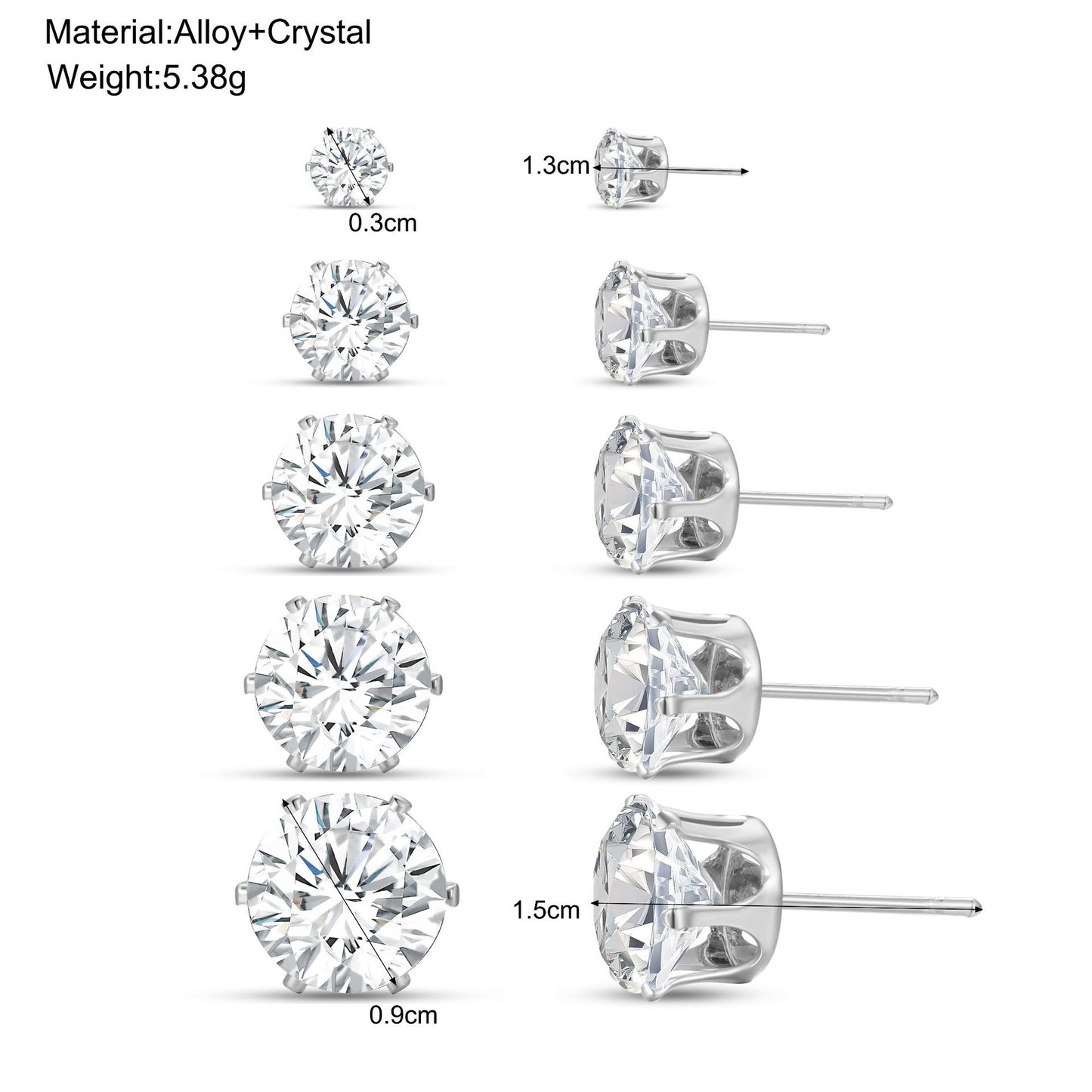 Simple Graceful Classic Inlaid Rhinestone Pairs Earrings