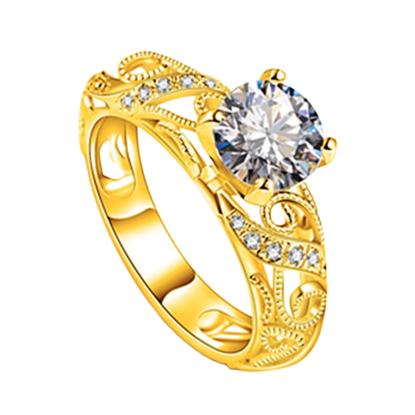 Luxury Zircon Colorful Gold Diamond Elegant Palace Rings
