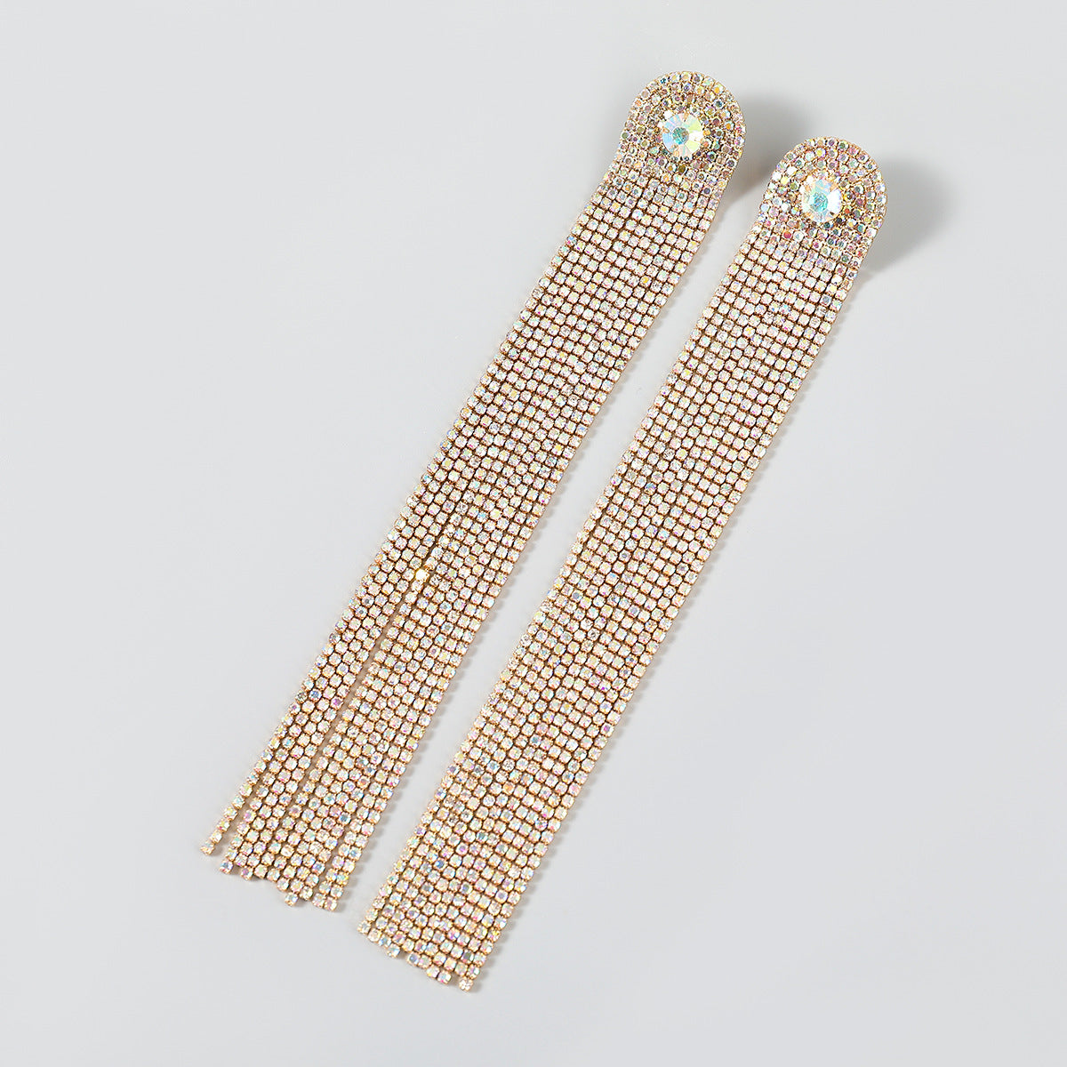 Alloy Diamond Rhinestone Long Fringe Trendy Earrings