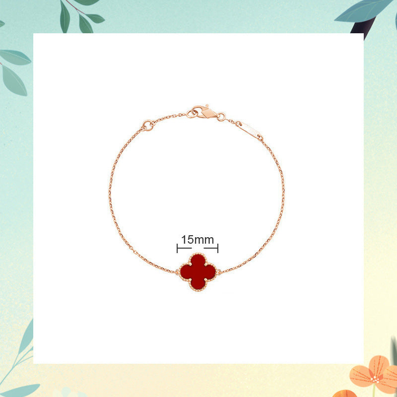 Red Agate Clover Female Pork Belly White Shell Bracelets