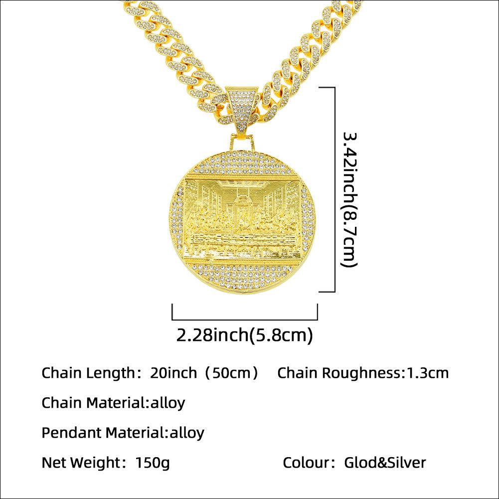 Grand pendentif rond pour hommes, colliers cubains Cool et dominateurs, tendance, Punk