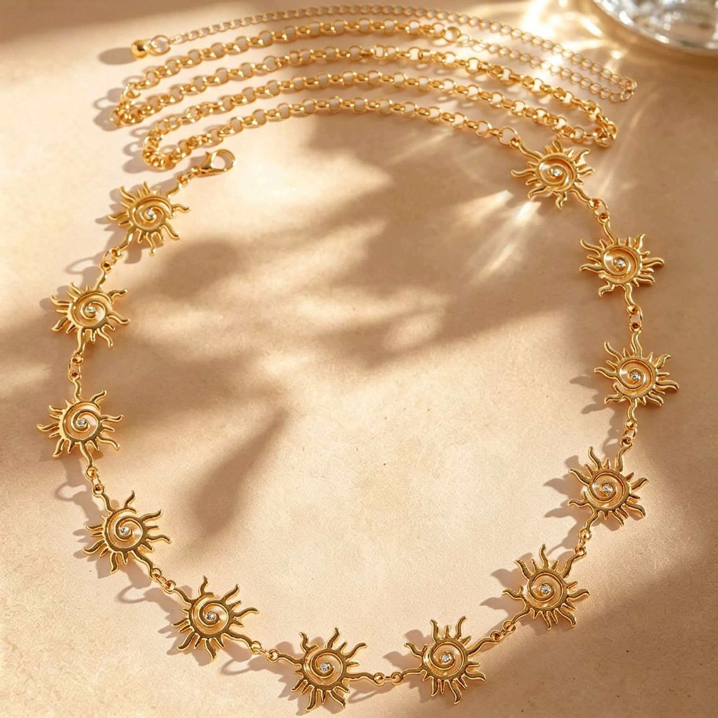 Bohemian Sun Totem Retro Golden Long Jewelry Set