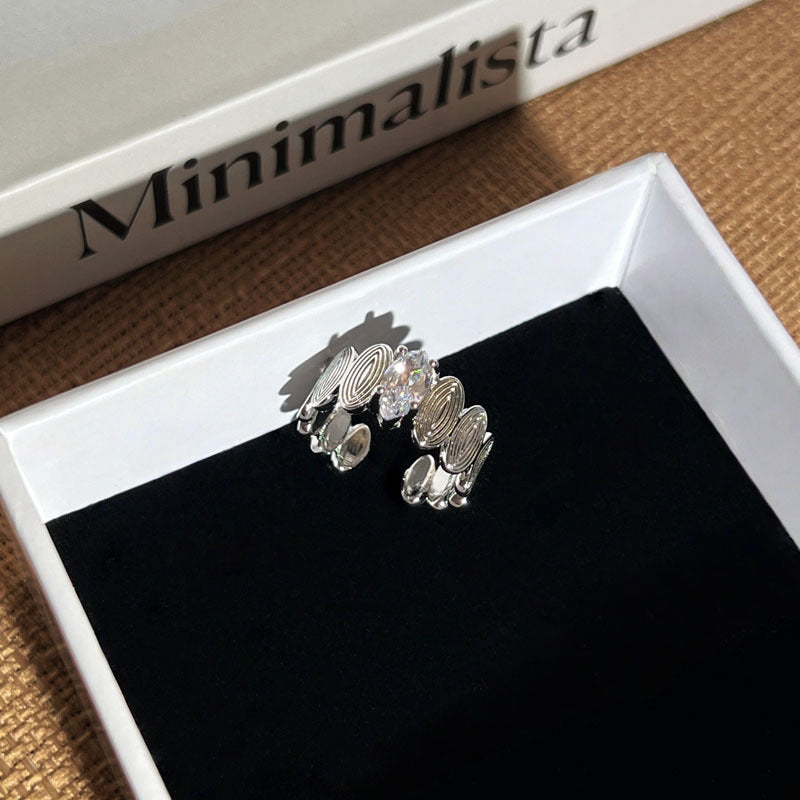 Track Niche Brushed Vintage Open Female Unisex Style Ring