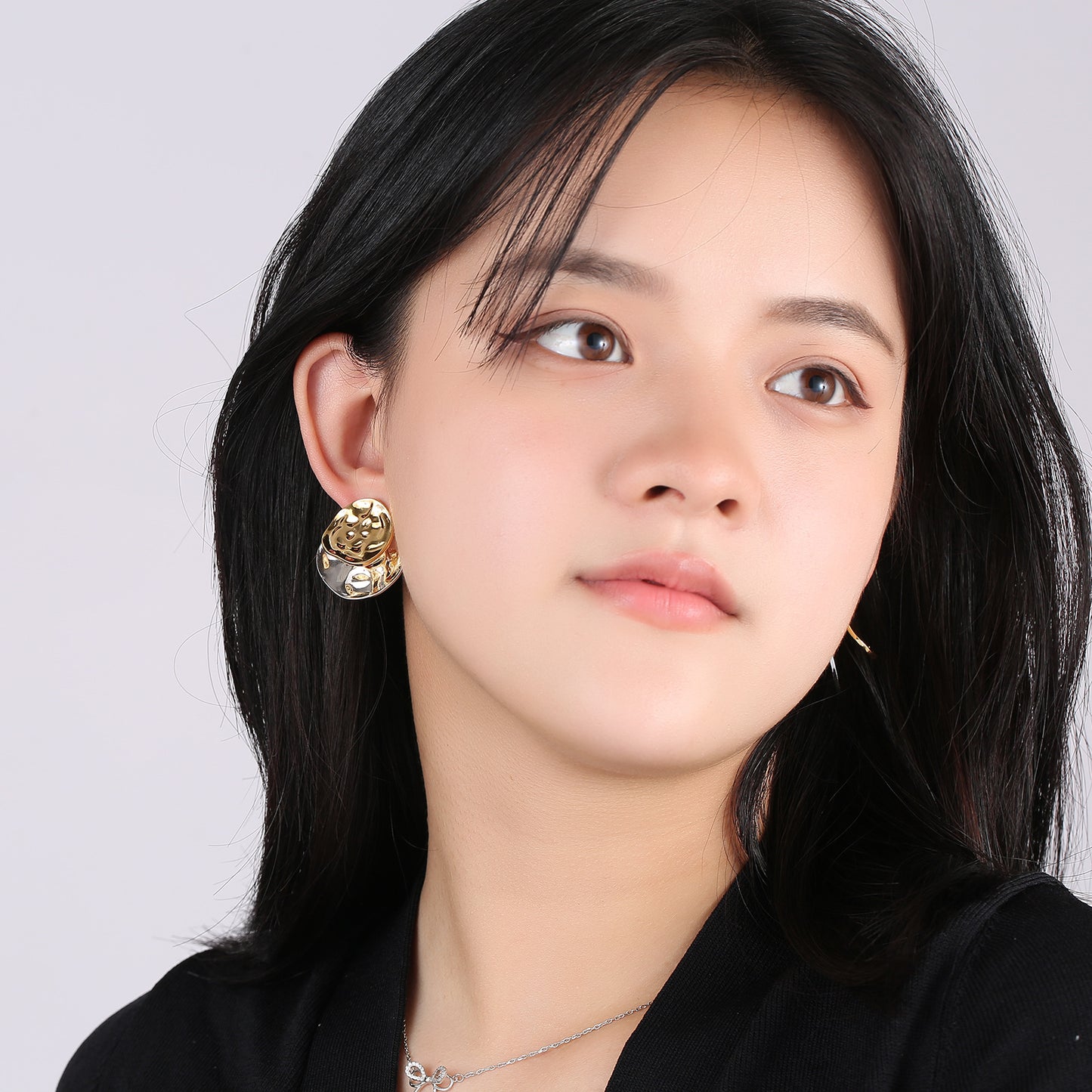 Metal Female Temperamental Cold Style Sier Needle Earrings