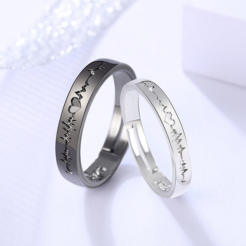 Women's & Men's & Black And White Ecg Open Rings