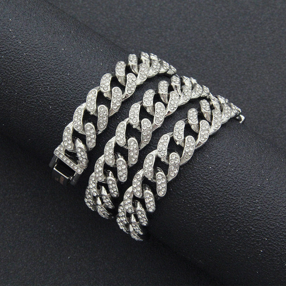 Colliers de chaîne à maillons cubains pleins de diamants Hip Hop pour hommes