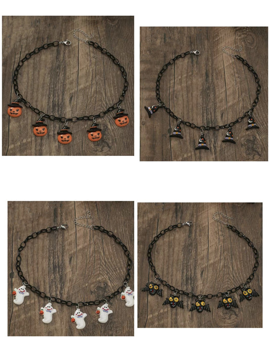 Personality Red Pumpkin Bat Ghost Tide Necklaces