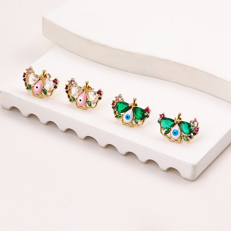 Women's Oil Devil's Eye Micro Inlaid Zircon Earrings