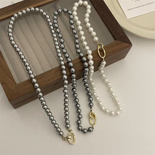 Women's Strong Light Perfect Circle Pearl High-grade Sense Niche Necklaces