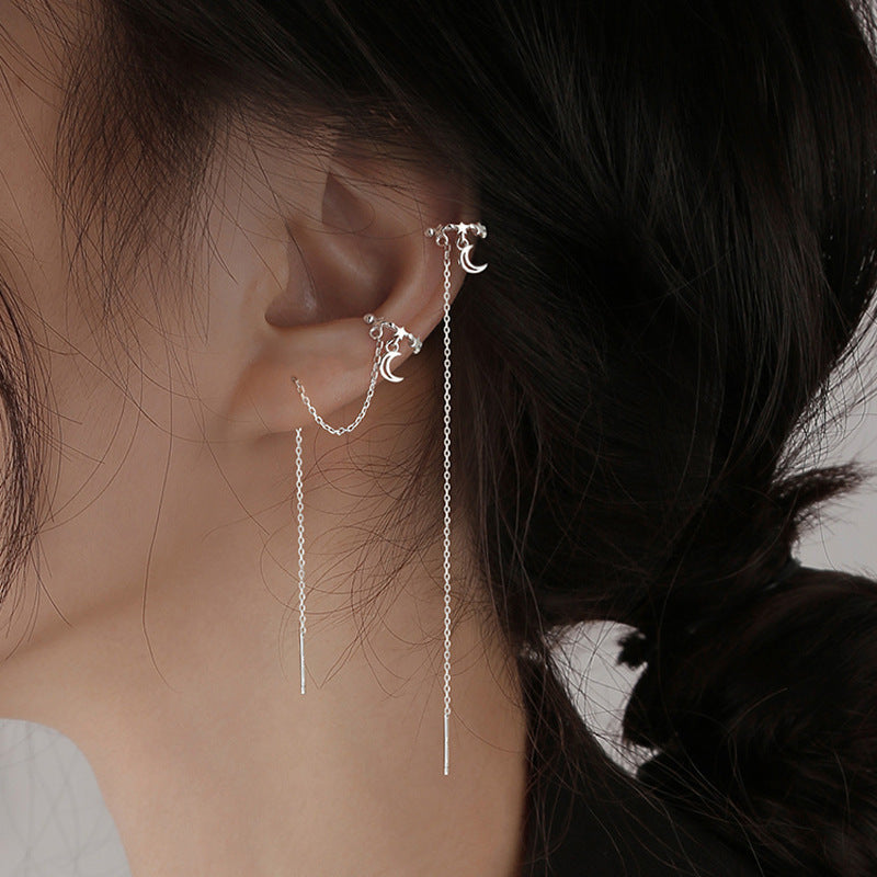 Boucles d'oreilles élégantes de Style coréen pour femmes, Design suspendu étoile et lune