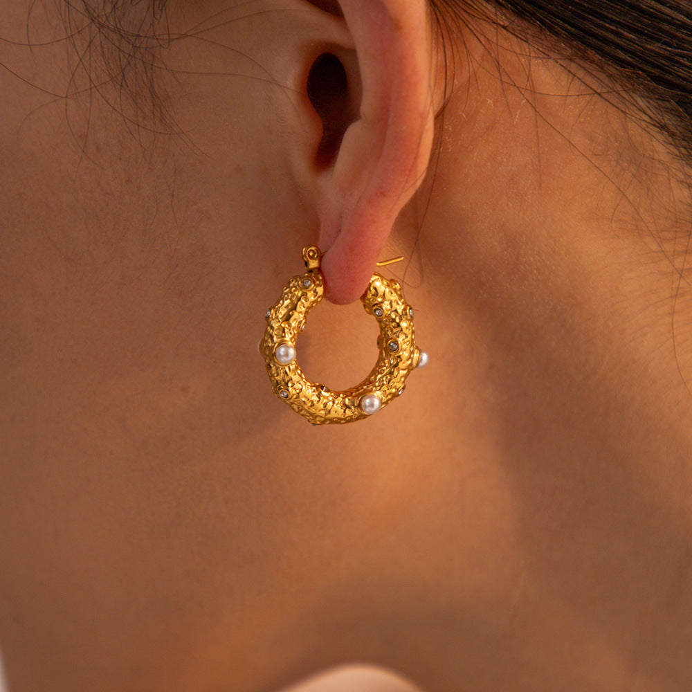 Women's Personality Hoop Gold Stainless Steel Jewelry Rings