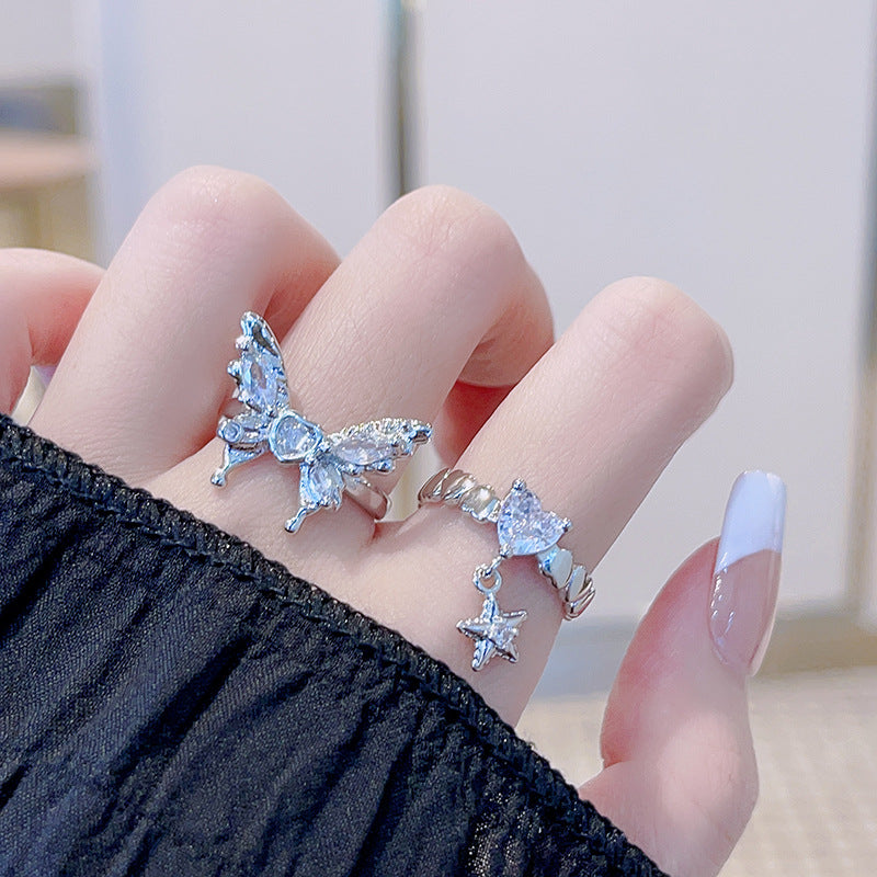 Glacier Butterfly Opening Female High-grade Sweet Cool Rings